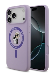 Karl Lagerfeld для iPhone 17 Pro Max чехол Liquid Silicone NFT Karl &amp; Choupette Hard Purple (MagSafe)