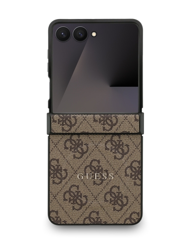 Guess для Galaxy Z Flip7 чехол PU 4G Classic metal logo Hard Brown (MagSafe)