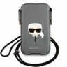 Lagerfeld для смартфонов Pouch PU Saffiano Karl's head Silver (M-size) KLHCP12MOPHKHG