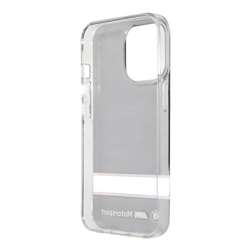 Чехол BMW Motorsport Tricolor Horizont Hard Transparent для iPhone 13 Pro, черный