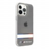 Чехол BMW Motorsport Tricolor Horizont Hard Transparent для iPhone 13 Pro, черный