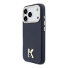 Karl Lagerfeld для iPhone 17 Pro Max чехол PU Full Wrapped K HEAD Metal logo & Cam Hard Blue (MagSafe)