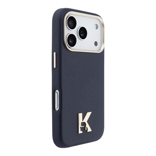 Karl Lagerfeld для iPhone 17 Pro Max чехол PU Full Wrapped K HEAD Metal logo & Cam Hard Blue (MagSafe)