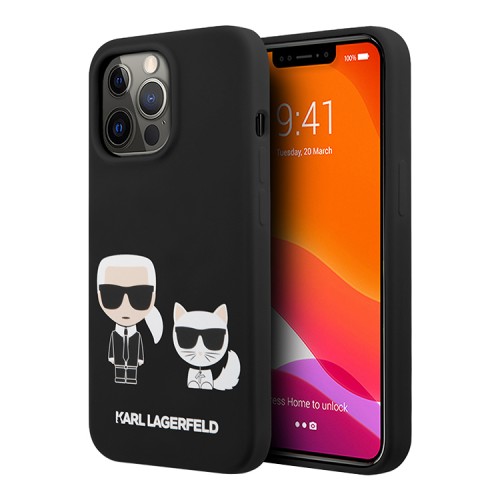 Чехол Lagerfeld Liquid silicone Karl & Choupette Hard для iPhone 13 Pro, черный