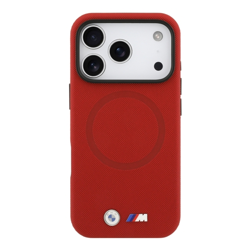 BMW для iPhone 17 Pro Max чехол M-series PU Full Wrapped Metal logo & Cam Hard Red (MagSafe)