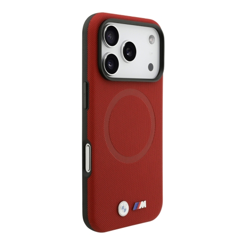 BMW для iPhone 17 Pro Max чехол M-series PU Full Wrapped Metal logo & Cam Hard Red (MagSafe)