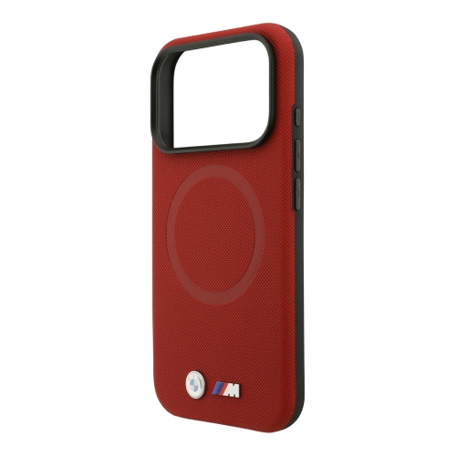 BMW для iPhone 17 Pro Max чехол M-series PU Full Wrapped Metal logo & Cam Hard Red (MagSafe)