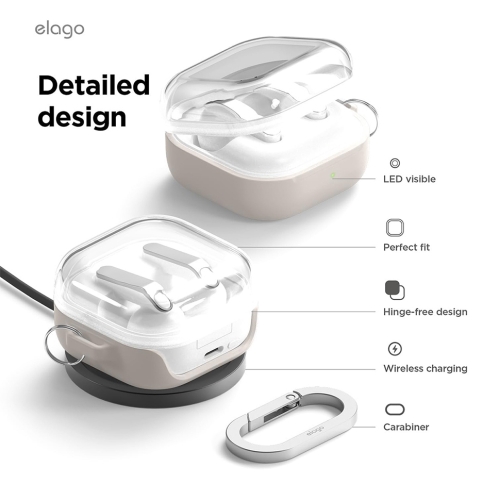 Elago для Galaxy Buds 4/4 Pro чехол Silicone DUO Hang case Clear/Stone