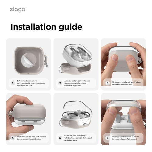 Elago для Galaxy Buds 4/4 Pro чехол Silicone DUO Hang case Clear/Stone