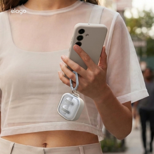 Elago для Galaxy Buds 4/4 Pro чехол Silicone DUO Hang case Clear/Stone