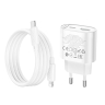 HOCO СЗУ C109A Fighter Type-C PD20W + USB-A QC3.0 +кабель C-to-iPhone White