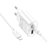 HOCO СЗУ C109A Fighter Type-C PD20W + USB-A QC3.0 +кабель C-to-iPhone White
