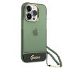 Чехол Guess Translucent w Electoplated camera Hard +hand Strap для iPhone 14 Pro, зеленый