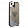 Чехол Guess Liquid glitter Triangle logo Hard Translucent для iPhone 14, черный