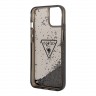 Чехол Guess Liquid glitter Triangle logo Hard Translucent для iPhone 14, черный