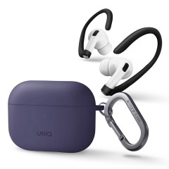 Чехол Uniq NEXO Liquid silicone +carabin +Sports ear hooks для AirPods Pro 2, фиолетовый