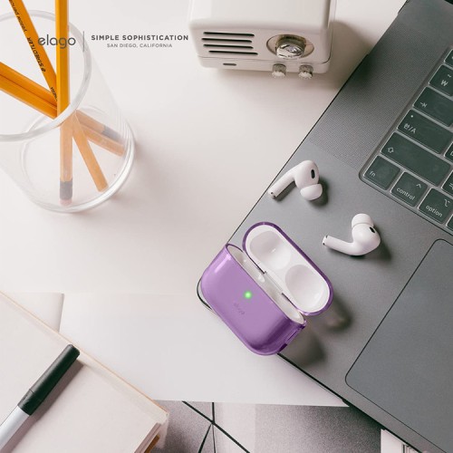 Чехол Elago Clear case with Round strap для AirPods Pro 2, Deep Purple