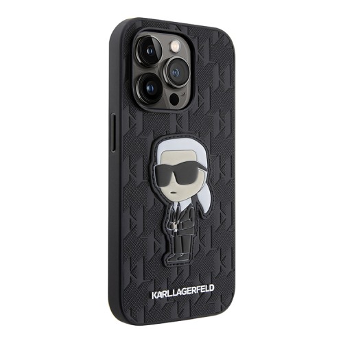 Чехол Lagerfeld PU Saffiano Monogram NFT Karl Ikonik Hard для iPhone 14 Pro Max, черный