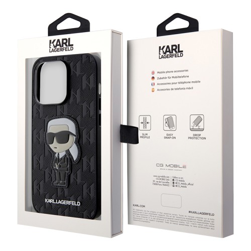 Чехол Lagerfeld PU Saffiano Monogram NFT Karl Ikonik Hard для iPhone 14 Pro Max, черный