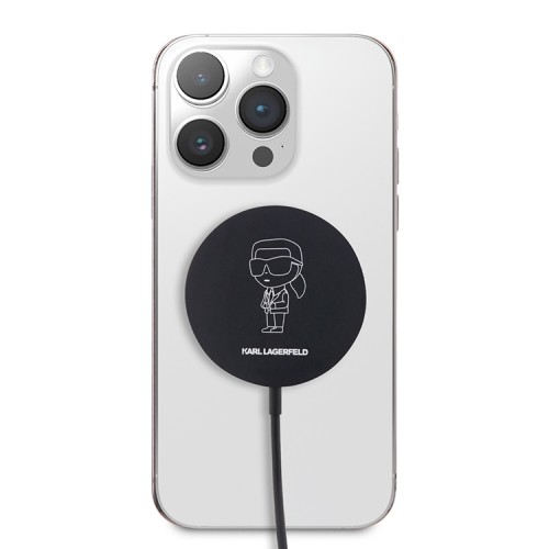 Беспроводная зарядка Lagerfeld MagSafe NFT Oultline 15 Вт, черная