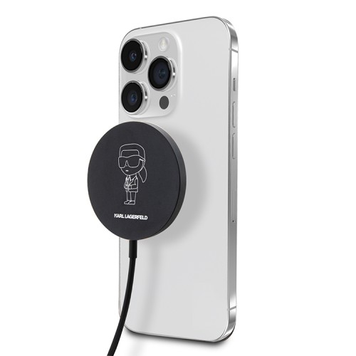 Беспроводная зарядка Lagerfeld MagSafe NFT Oultline 15 Вт, черная