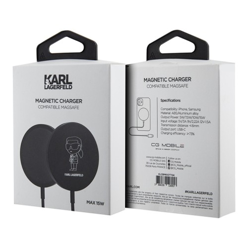 Беспроводная зарядка Lagerfeld MagSafe NFT Oultline 15 Вт, черная