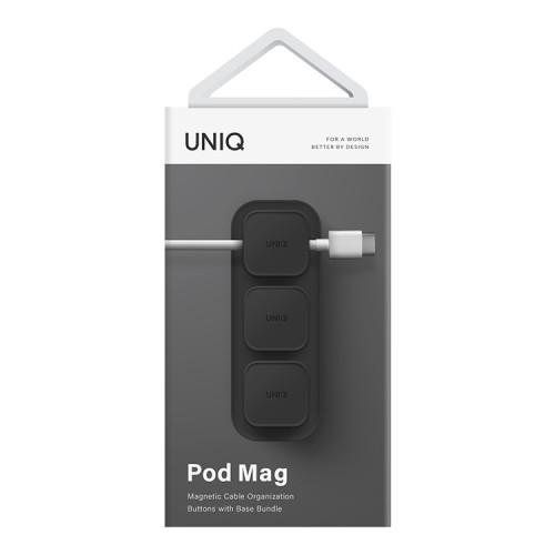 Органайзер для проводов Uniq POD Mag (3 держателя + база) на магнитах, Dark grey
