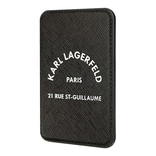 Karl Lagerfeld магнитный бумажник-подставка Wallet MagSafe Cardslot Stand Saffiano RSG logo для iPhone, Black