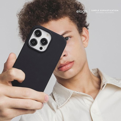 Elago для iPhone 15 Pro Max чехол Soft silicone (Liquid) Black