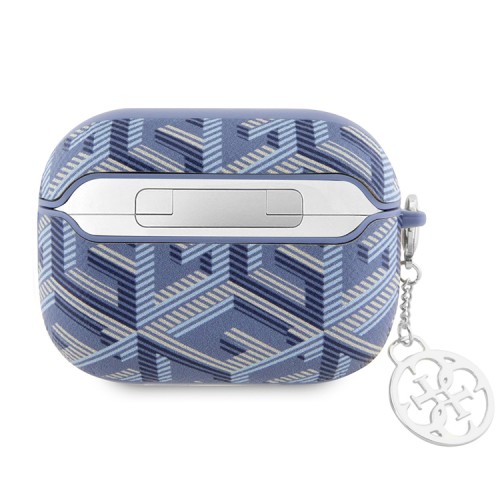 Guess для Airpods Pro 2 чехол PU leather G CUBE with metal logo and Charm Blue