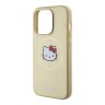 Hello Kitty для iPhone 15 Pro чехол PU Leather Kitty Head Hard Gold (MagSafe)