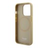 Hello Kitty для iPhone 15 Pro чехол PU Leather Kitty Head Hard Gold (MagSafe)