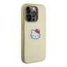 Hello Kitty для iPhone 15 Pro чехол PU Leather Kitty Head Hard Gold (MagSafe)