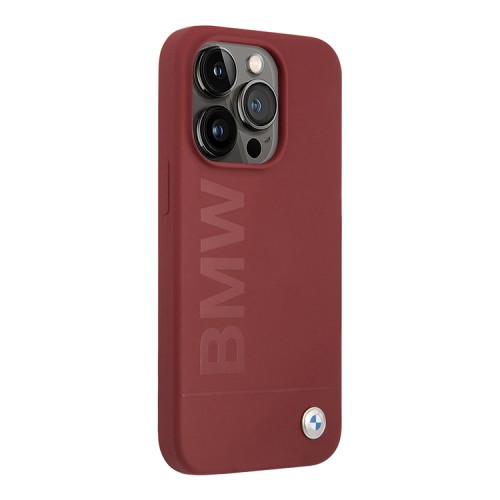 BMW для iPhone 15 Pro Max чехол Signature Liquid silicone Laser logo Hard Red (MagSafe)
