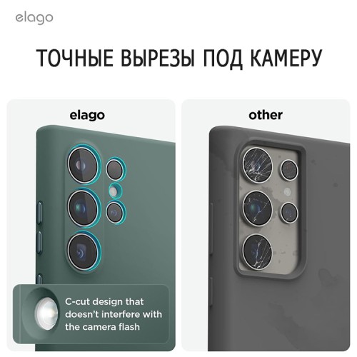 Elago для Galaxy S24 Ultra чехол Soft silicone (Liquid) Midnight Green