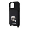 Karl Lagerfeld для iPhone 13 Pro Max чехол Crossbody cardslot PU Saffiano Metal Karl Head Hard Black