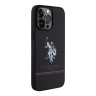 U.S. Polo для iPhone 15 Pro чехол PU Double horse logo and Stripes Hard Black