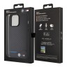 BMW для iPhone 15 Pro Max чехол M-Collection PU Carbon with blue line Hard Black (MagSafe)