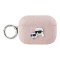 Karl Lagerfeld для Airpods Pro 2 чехол PU Saffiano Monogram with ring NFT Metal Head Karl&Choupette Pink