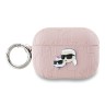Karl Lagerfeld для Airpods Pro 2 чехол PU Saffiano Monogram with ring NFT Metal Head Karl&Choupette Pink