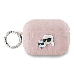Karl Lagerfeld для Airpods Pro 2 чехол PU Saffiano Monogram with ring NFT Metal Head Karl&amp;Choupette Pink