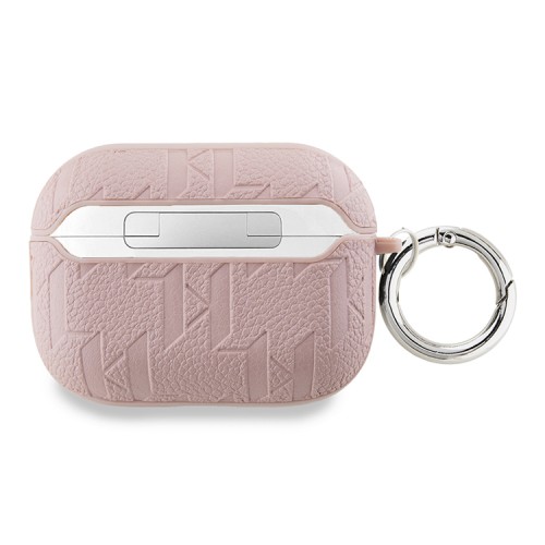 Karl Lagerfeld для Airpods Pro 2 чехол PU Saffiano Monogram with ring NFT Metal Head Karl&Choupette Pink
