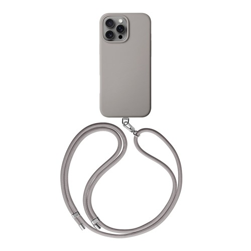 Uniq для iPhone 16 Pro Max чехол COEHL CREME Liquid silicone with Strap Taupe Grey (MagSafe)