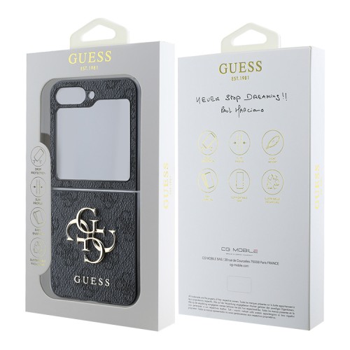 Guess для Galaxy Z Flip 6 чехол PU-кожа 4G Big metal logo Black
