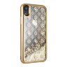 Чехол Guess Glitter 4G Peony Hard для iPhone XR, золотой