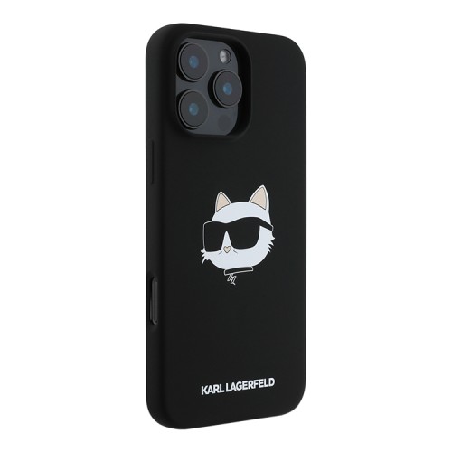 Karl Lagerfeld для iPhone 16 Pro Max чехол Liquid Silicone NFT Choupette черный (MagSafe)