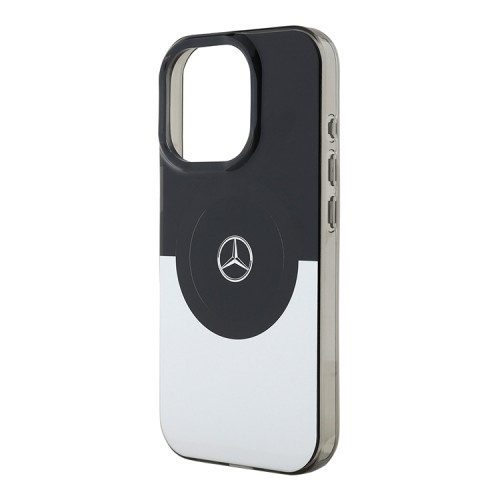 Mercedes для iPhone 16 Pro чехол PC/TPU Double layer Bicolor Hard Black/Silver (MagSafe)