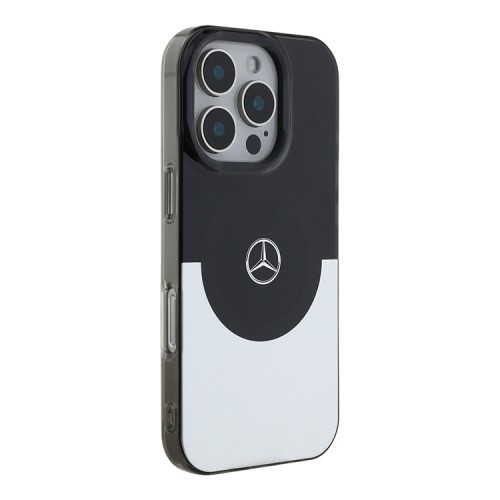 Mercedes для iPhone 16 Pro чехол PC/TPU Double layer Bicolor Hard Black/Silver (MagSafe)