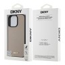 DKNY для iPhone 16 Pro чехол PU Grained leather Metal logo Hard Beige (MagSafe)
