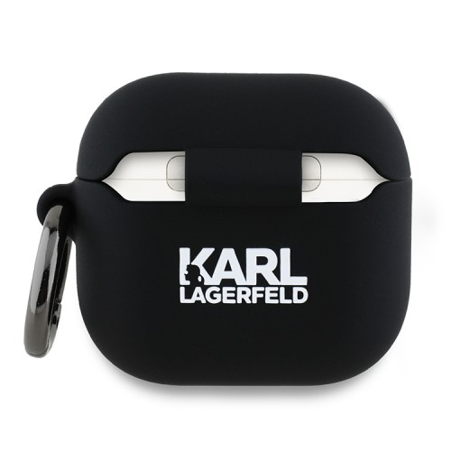 Karl Lagerfeld для Airpods 4 чехол Silicone case with ring NFT 3D Karl Black